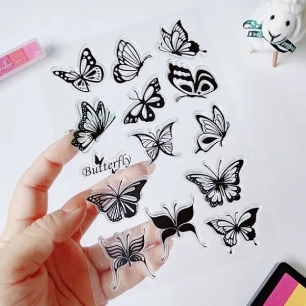 1 set smink ögonmakeup fjärilstämpel transparent stämpel smör> Smink