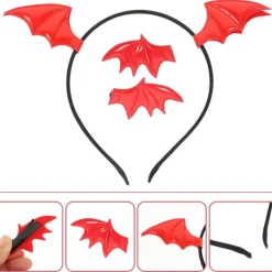 NeunWolken 1 set söta fladdermöss för Halloween, barnens frisyrklämmor, Halloween rollspel fest (röd)><noscript><img width=