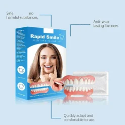 1 Set Tandproteser Fanér Tand Kosmetiska Tänder Protes Tänder Temporära Falska Tänder Snap On Övre och Nedre Set för Kvinnor Män><noscript><img width=