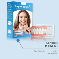 1 Set Tandproteser Fanér Tand Kosmetiska Tänder Protes Tänder Temporära Falska Tänder Snap On Övre och Nedre Set för Kvinnor Män><noscript><img width=