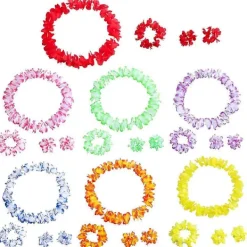 7 Set/förpackning Hawaiiansk Blomsterhalsband Hawaii Girlang Hawaiianska Leis Luau Girlang Blomsterhalsband Hawaii Blomsterhalsband> Tillbehör