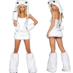 2025 Sexig Jul Damkostym Cosplay Stor Svans Varg Cosplay Party Maid Frestelse Jultomte Tvådelad Kostym-Perfek-FF-> Dräkter