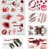 6 Sheets Halloween Temporary Tattoos Bleeding Wound Fake Scars Blood Stickers> Smink