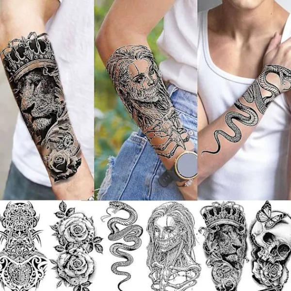 6 Sheets Temporary Tattoos For Men Women Arm> Smink
