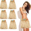6 st 40 cm Hula Hula Hawaii blomsterkjolar, stretchkjol gyllene halmfärg Hawaii strand sommarfestartiklar.> Tillbehör