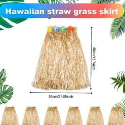 6 st 40 cm Hula Hula Hawaii blomsterkjolar, stretchkjol gyllene halmfärg Hawaii strand sommarfestartiklar.> Tillbehör