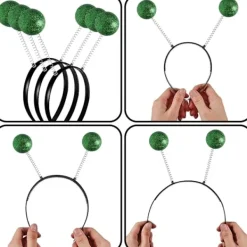 3 st Alien Hårband Alien Kostym Huvudbonad Huvudloop Marsantenn för Festklänning Cosplay (Grön)><noscript><img width=