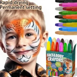 12 st Ansikts- och kroppsmålningsstiftset 12 färger Vattenbaserad Lätt att rengöra Smink Ansikts- och kroppsmålning för barn Konst Teater> Smink