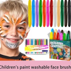12 st Ansikts- och kroppsmålningsstiftset 12 färger Vattenbaserad Lätt att rengöra Smink Ansikts- och kroppsmålning för barn Konst Teater><noscript><img width=