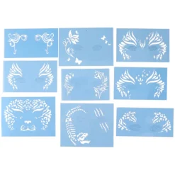 9 st Ansiktsmålning Stencils Kit Tvättbar färgmall Stencils Mall för Halloween Holiday Party Cosplay> Smink