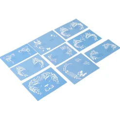 9 st Ansiktsmålning Stencils Kit Tvättbar färgmall Stencils Mall för Halloween Holiday Party Cosplay><noscript><img width=
