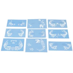 9 st Ansiktsmålning Stencils Kit Tvättbar färgmall Stencils Mall för Halloween Holiday Party Cosplay><noscript><img width=