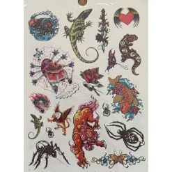 Novia 6 st Ark Temporära Tatueringar / Fake Tattoo Sticker - Spindel / Ödla / Fjäril><noscript><img width=