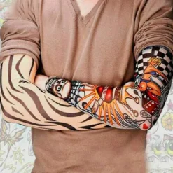 6 st Arm Tatuering Ärmar Män Falska Temporära Tatuering Nylon Armstrumpor För Halloween> Smink