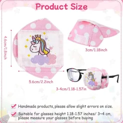 2 st barns bomullsögonlappar 3d ögonlapp för glasögon rosa enhörning återanvändbara ögonlappar för barn flickor pojkar (höger öga)> Masker