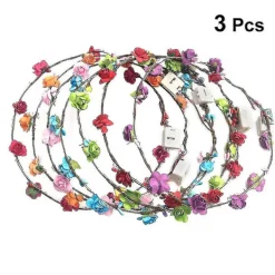 3 st blomsterkrans pannband lys upp fest krans huvudbonad för bröllop födelsedag jul halloween (slumpmässig färg)><noscript><img width=