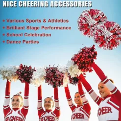 12 st Cheerleading Pom Poms med Fingerhål Metallisk Folie Cheer Pom Poms_Billiga presenter Lila Guld Stor Large><noscript><img width=