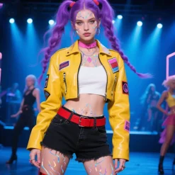 8 st Demon Hunter Girls Group COS Lila Tatuering Klistermärke Demon Herrgrupp Vattentät Randig Temporär Tatuering Klistermärke Set> Smink