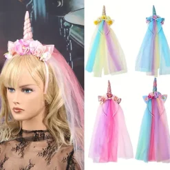 FMYSJ 1 st Enhörningspannband för - Magisk prinsessdiadem med & färger, mjukt bekvämt hårband lämpligt för julfester, bröllop (FMY) | Fyndiq><noscript><img width=