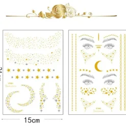2 st Face Face Tattoo Stickers Metallic Tattoo Stickers Flash Tattoos för flickor och ungdomar Semestergåva-><noscript><img width=