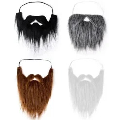 4 st falska skägg, Halloween-skägg, tomteskägg, vitt långt hår, svart skägg, festskägg> Tillbehör