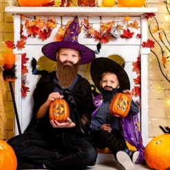 4 st falska skägg, Halloween-skägg, tomteskägg, vitt långt hår, svart skägg, festskägg><noscript><img width=