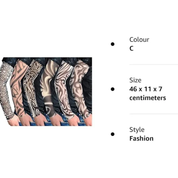 6 st falska tillfälliga tatueringsärmar Ny design Kroppskonst Armtillbehör> Smink