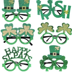 6 st festdekorationer glasögon hattar gröna klöver glasögonbågar> Tillbehör