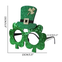 6 st festdekorationer glasögon hattar gröna klöver glasögonbågar> Tillbehör