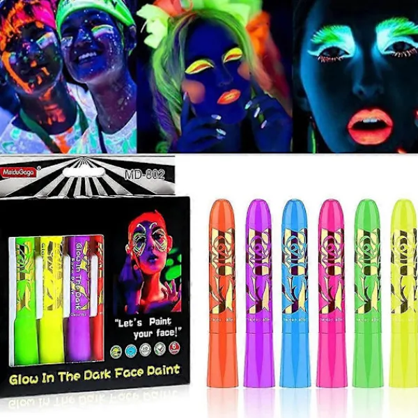 6 st Festival Ansiktsfärg Självlysande Kroppsmålning Professionell Ansiktsfärg> Smink