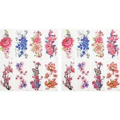 16 st färgglada blomtatueringsdekaler Tatueringsdekoration Blomtatueringsdekal> Smink
