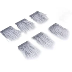 EURL 18 st Förklippta Tomteskägg Fluffig Grå Kostymfläta med Träpärlor DIY Hantverksdekorationer><noscript><img width=