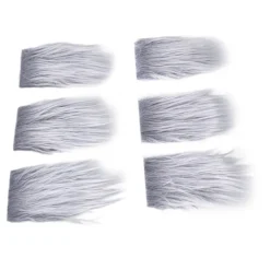 EURL 18 st Förklippta Tomteskägg Fluffig Grå Kostymfläta med Träpärlor DIY Hantverksdekorationer><noscript><img width=