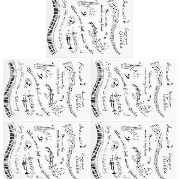 5 st Genomskinliga Stämplar Musikaliskt Symbolmönster DIY Transparenta Silikon Gummistämplar T1731> Smink