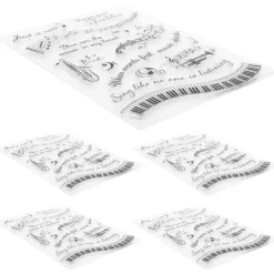 5 st Genomskinliga Stämplar Musikaliskt Symbolmönster DIY Transparenta Silikon Gummistämplar T1731><noscript><img width=