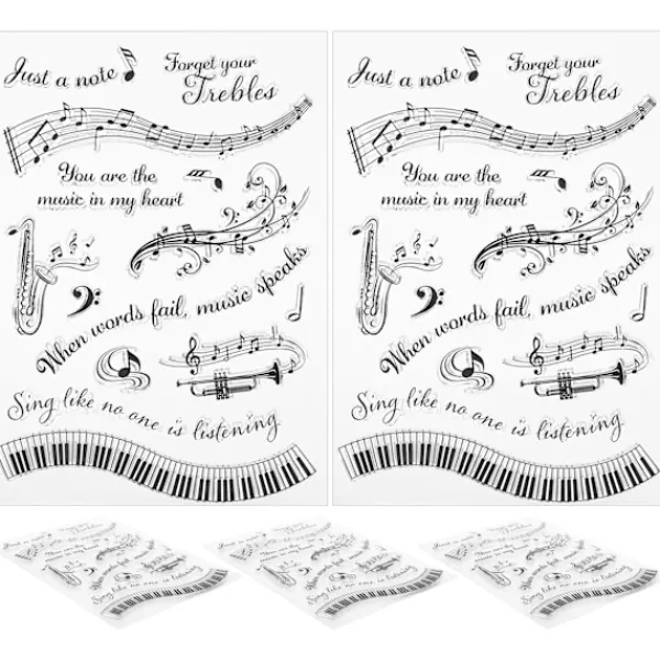 5 st Genomskinliga Stämplar Musikaliskt Symbolmönster DIY Transparenta Silikon Gummistämplar T1731> Smink