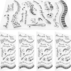 5 st Genomskinliga Stämplar Musikaliskt Symbolmönster DIY Transparenta Silikon Gummistämplar T1731><noscript><img width=
