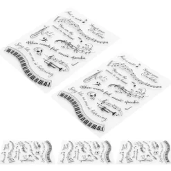 5 st Genomskinliga Stämplar Musikaliskt Symbolmönster DIY Transparenta Silikon Gummistämplar T1731><noscript><img width=