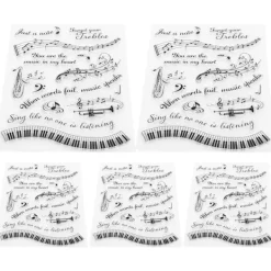 5 st Genomskinliga Stämplar Musikaliskt Symbolmönster DIY Transparenta Silikon Gummistämplar T1731><noscript><img width=