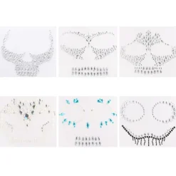 6 st Glitterklistermärken Ansiktsklistermärken Rhinestone Ansiktsklistermärken Ansiktsjuveler Smink> Smink
