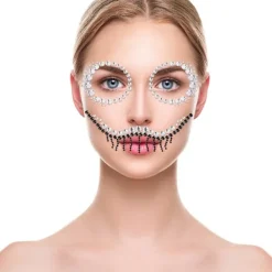 6 st Glitterklistermärken Ansiktsklistermärken Rhinestone Ansiktsklistermärken Ansiktsjuveler Smink> Smink