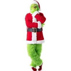 7 st Grinhen Kostym Jul osplay Vuxen Tomtedräkt Set + Mask A-Perfet 3XL> Dräkter