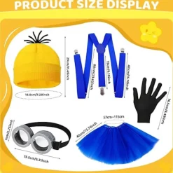 5 st Gula Kostymtillbehör för Vuxna, Maskeradset med Glasögon Svarta Handskar för Halloween Cosplay Party Tillbehör{ROG}> Dräkter