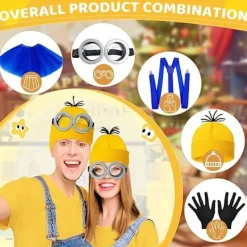 5 st Gula Kostymtillbehör för Vuxna, Maskeradset med Glasögon Svarta Handskar för Halloween Cosplay Party Tillbehör{ROG}><noscript><img width=