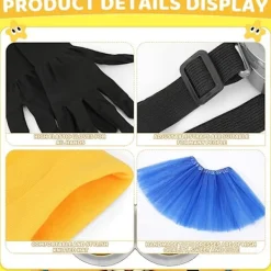 5 st Gula Kostymtillbehör för Vuxna, Maskeradset med Glasögon Svarta Handskar för Halloween Cosplay Party Tillbehör{ROG}><noscript><img width=