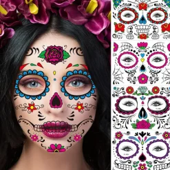 4 st Halloween Ansiktsdekaler Halloween Party Dekoration Ansiktsrekvisita> Smink