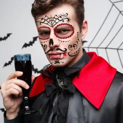 4 st Halloween ansiktsklistermärken Halloween fest klistermärke rekvisita ansikte M><noscript><img width=