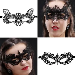 15 st Halloween Flexibla Spetsmasker Kvinnor Sexiga Ögonmasker för><noscript><img width=