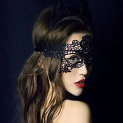 15 st Halloween Flexibla Spetsmasker Kvinnor Sexiga Ögonmasker för><noscript><img width=