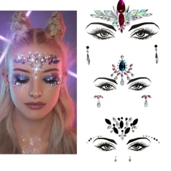 3 st Halloween Glow-in-the-Dark Ansiktsstenar Tatueringsdekal, cosplay (E)> Smink